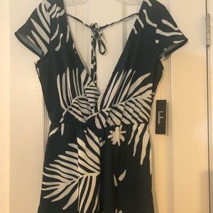 Green tropical romper